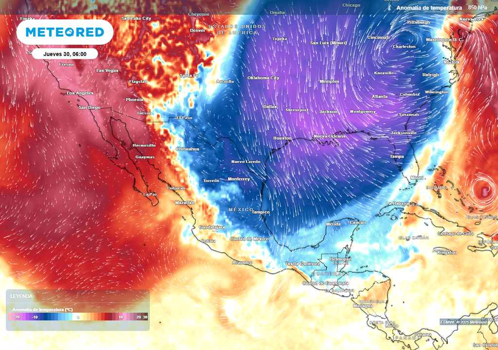 Anomalía de temperaturas en grados Celsius