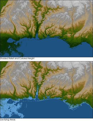 Elevación de las tierras de la costa del Golfo en EEUU