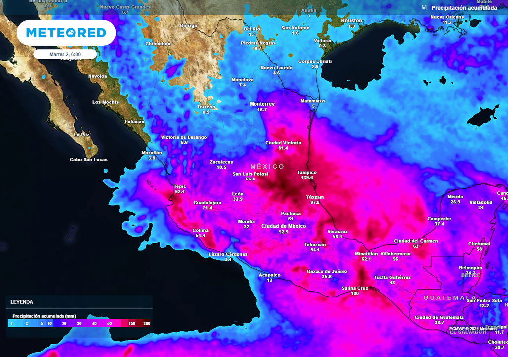 Le cyclone Chris pourrait provoquer des pluies torrentielles de 300 à 600 mm dans la Huasteca et les régions montagneuses du centre et du sud du Mexique. Le cyclone Chris pourrait provoquer des pluies torrentielles de 300 à 600 mm dans la Huasteca et les régions montagneuses du centre et du sud du Mexique.