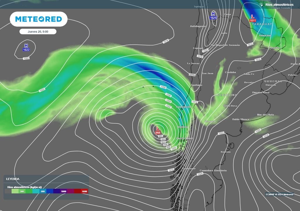río atmosférico, ciclón extratropical y vaguada de presión prevista río atmosférico, ciclón extratropical y vaguada de presión prevista