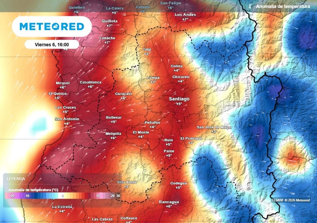 El viernes se sentirá un cambio abrupto en las temperaturas: la máxima tendrá una anomalía positiva de 3 a 5 grados con respecto a la normal.