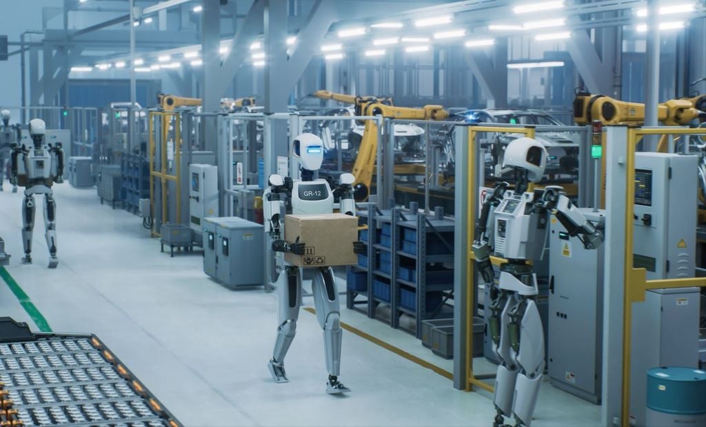 Los robots humanoides se utilizan en diversas funciones, desde conserjes hasta operarios de fábrica. Los robots humanoides se utilizan en diversas funciones, desde conserjes hasta operarios de fábrica.