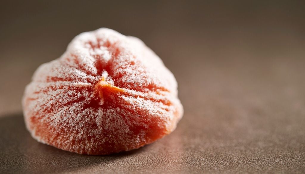 caqui azucar El secado concentra los azúcares naturales del fruto y modifica completamente su textura.