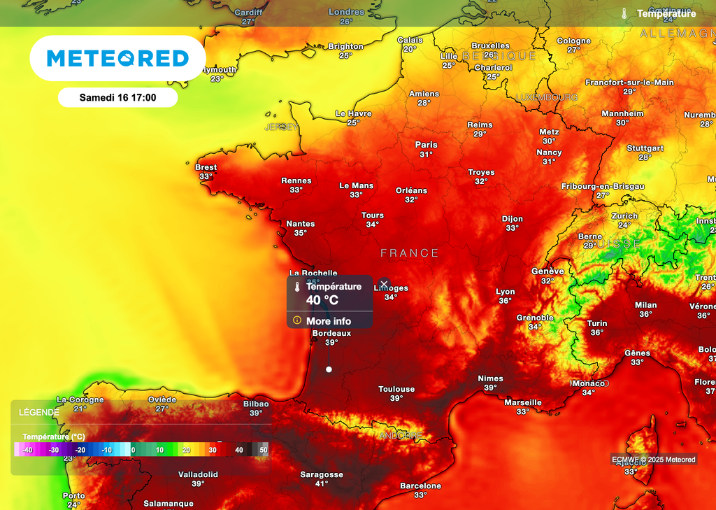 Après les orages, nouvelle hausse des températures attendue en France ! Plus de 40 degrés attendus dans le sud-ouest en fin de semaine !