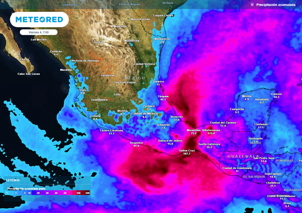Acumulado de lluvias en 48 horas