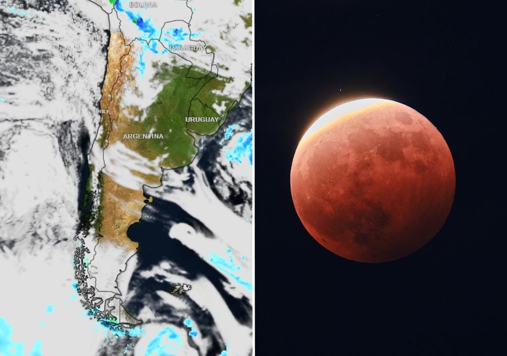 luna de sangre y mapa de nubes