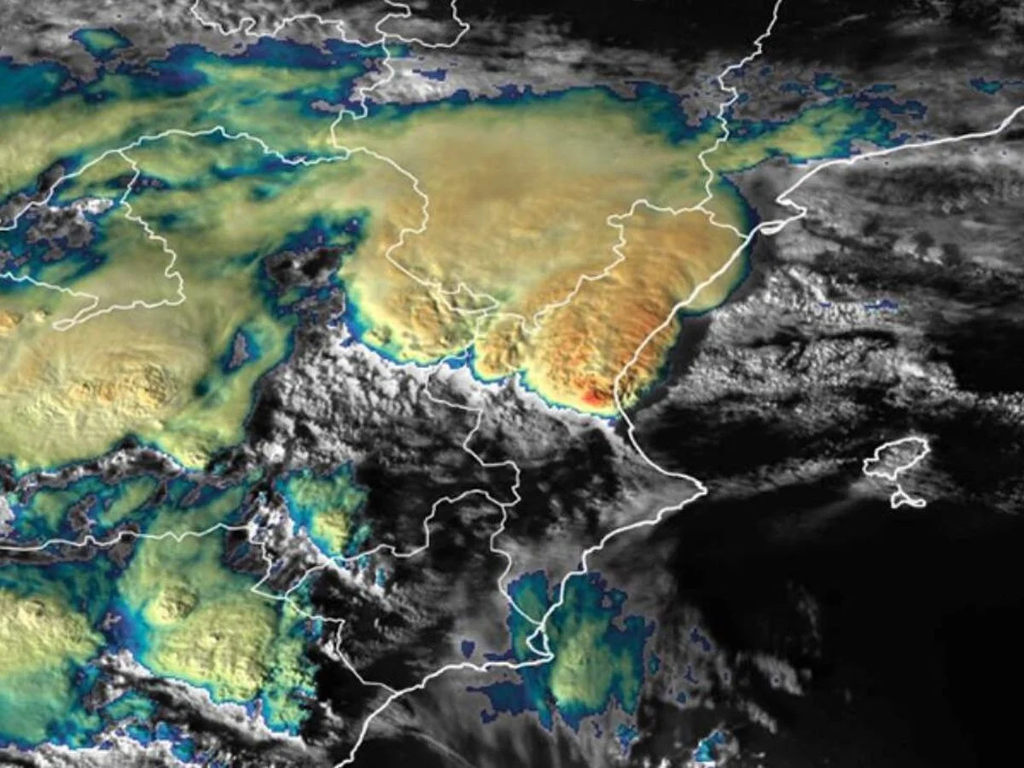 Imagen realzada de las grandes tormentas organizadas (SCM) del 29 de octubre de 2024. EUMETSAT