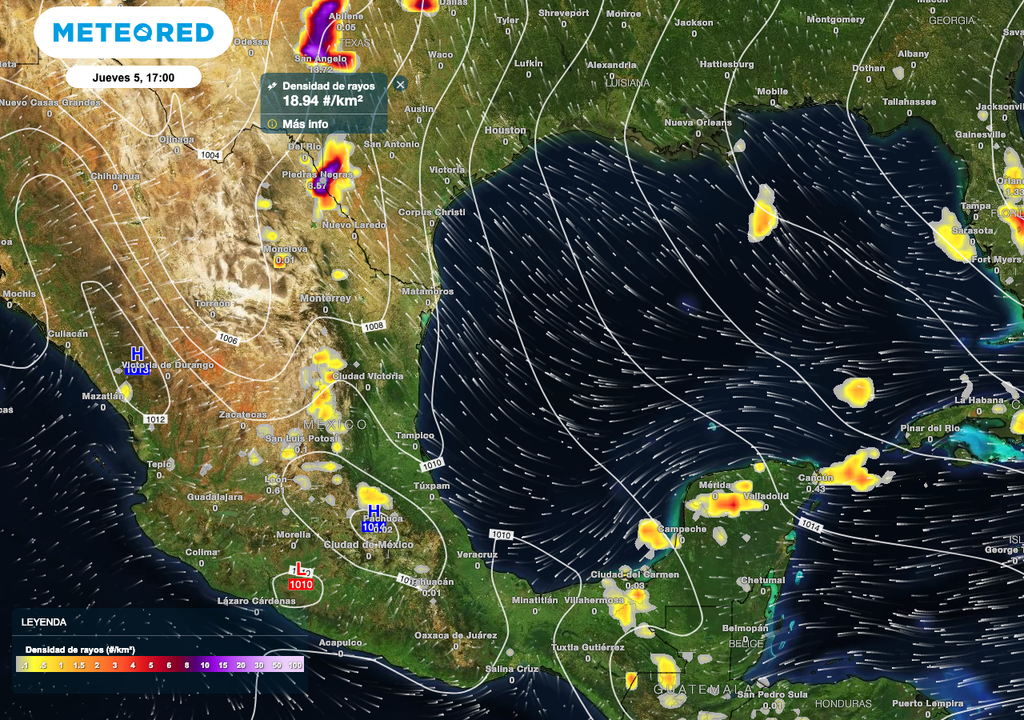 Se esperan tormentas eléctricas y granizo en el Centro, Noreste y Sureste.