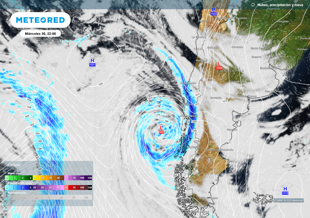 mapa de lluvia y nieve.