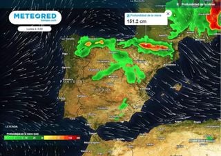 Mañana un frente con aire polar cruzará España dejando nevadas de hasta medio metro y lluvias cuantiosas