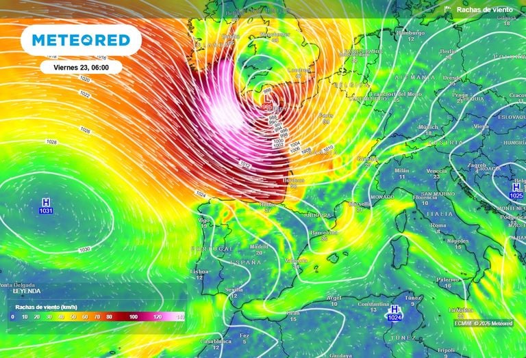 En unas horas la borrasca Austen dejar&aacute; vientos de 100 km/h y olas de siete metros en el norte peninsular