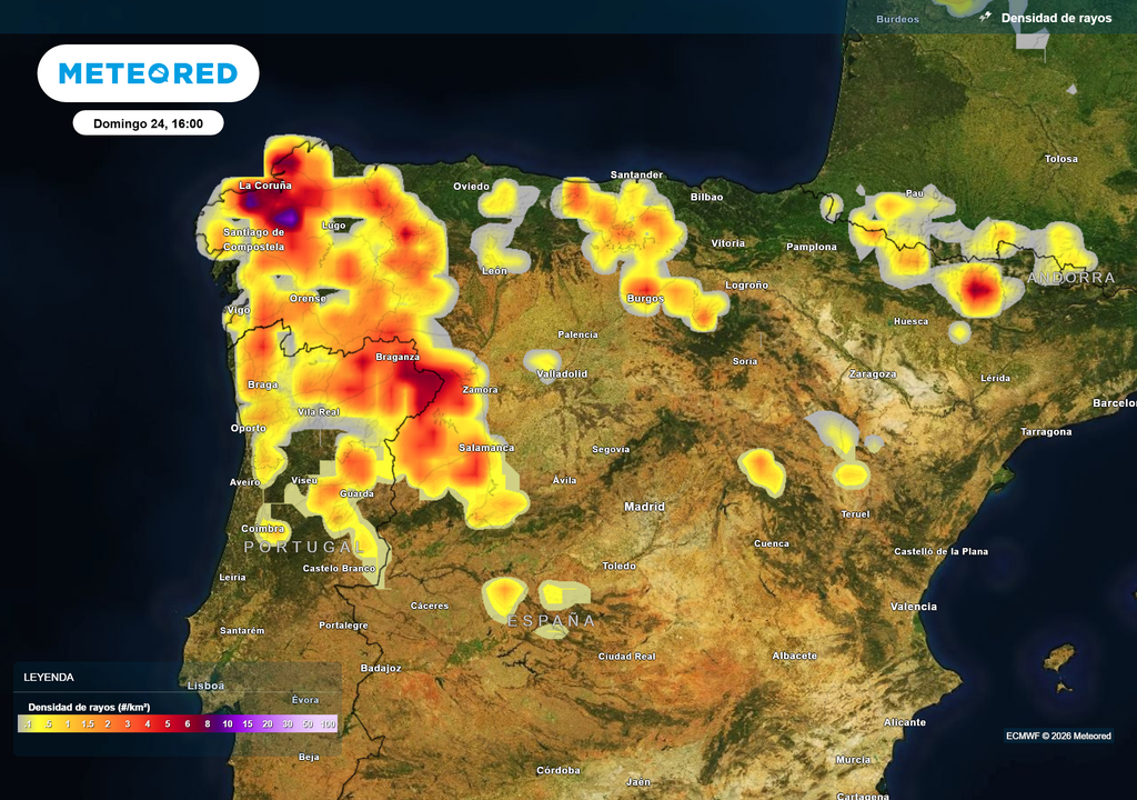 La actividad eléctrica será considerable en el noroeste.