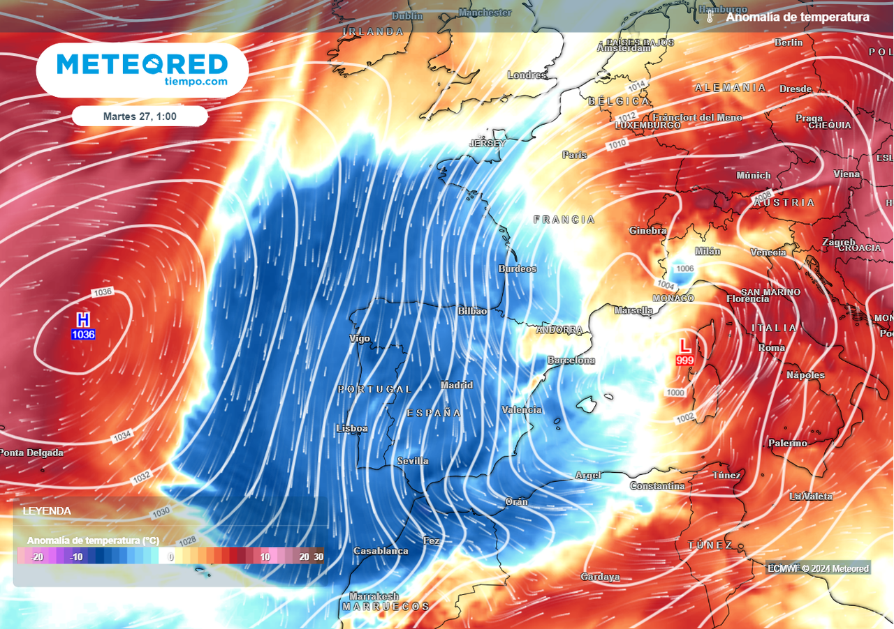 En unas horas llegará la potente borrasca 'trasatlántica' a España para dejar lluvias, nieve y viento