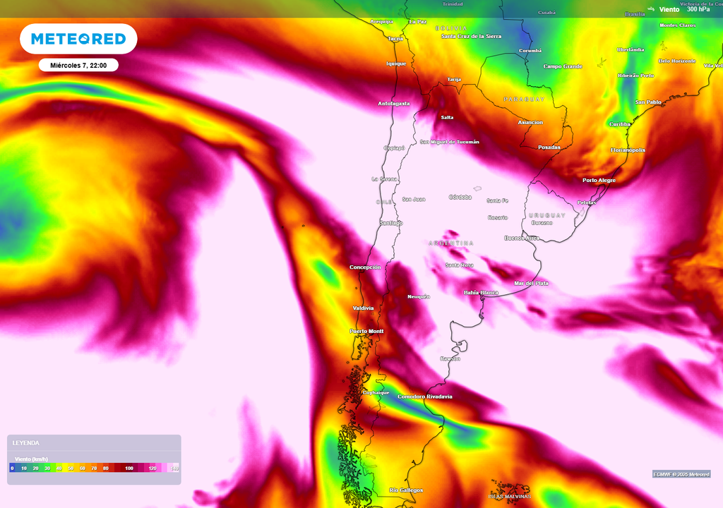 mapa de corriente en chorro