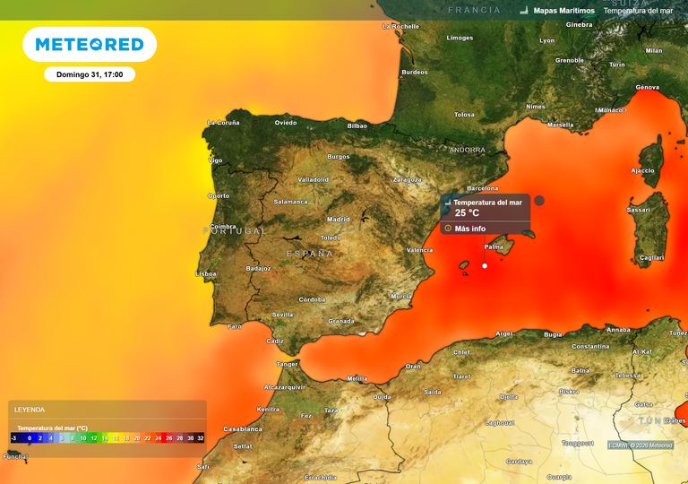 En unos d&iacute;as los mares Cant&aacute;brico y Mediterr&aacute;neo tendr&aacute;n anomal&iacute;as t&eacute;rmicas excepcionales de hasta +6 &ordm;C
