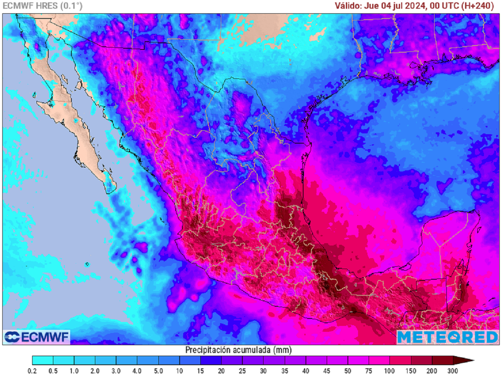 Acumulado de lluvias en México próximos 10 días Acumulado de lluvias en México próximos 10 días
