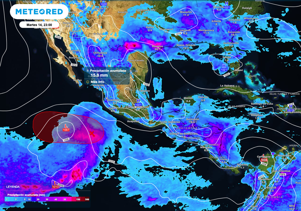 Los acumulados de lluvia más importantes en relación al Invest 96E, serán sobre islas mexicanas de. Archipiélago de Revillagigedo.