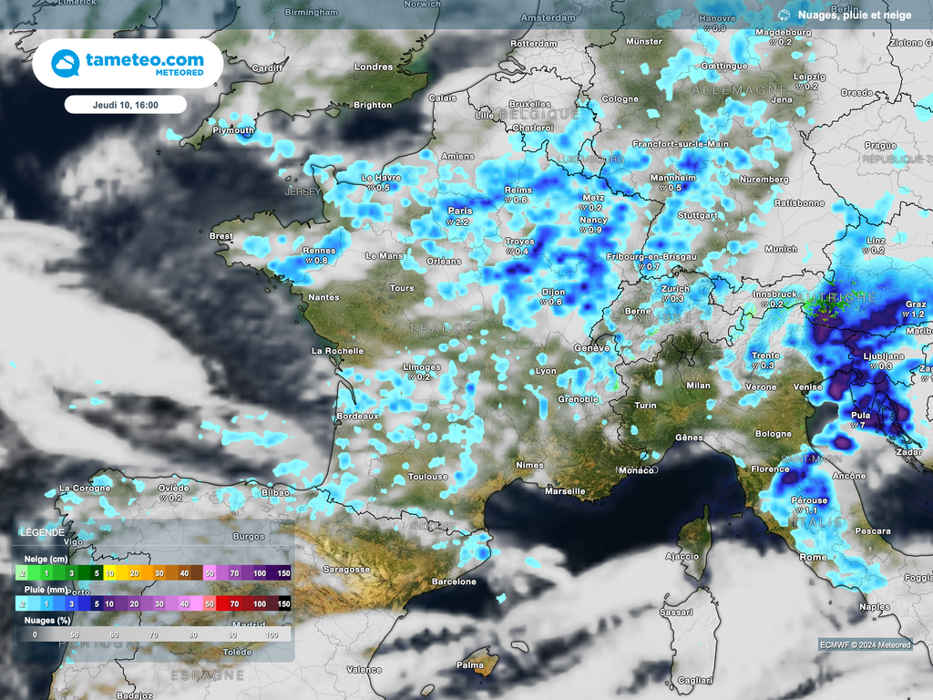 C'est cet après-midi que les plus fortes averses sont attendues dans le nord-est.