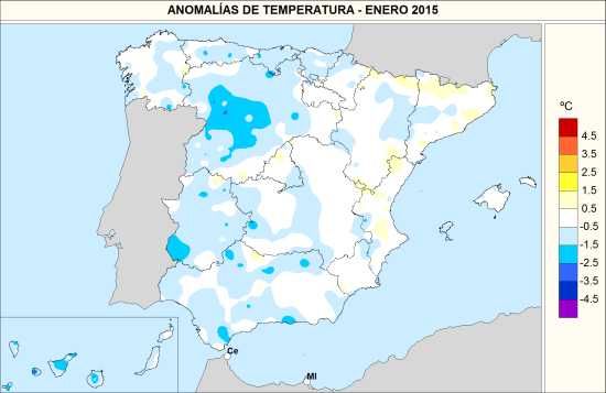Anomalías de temperatura enero 2015