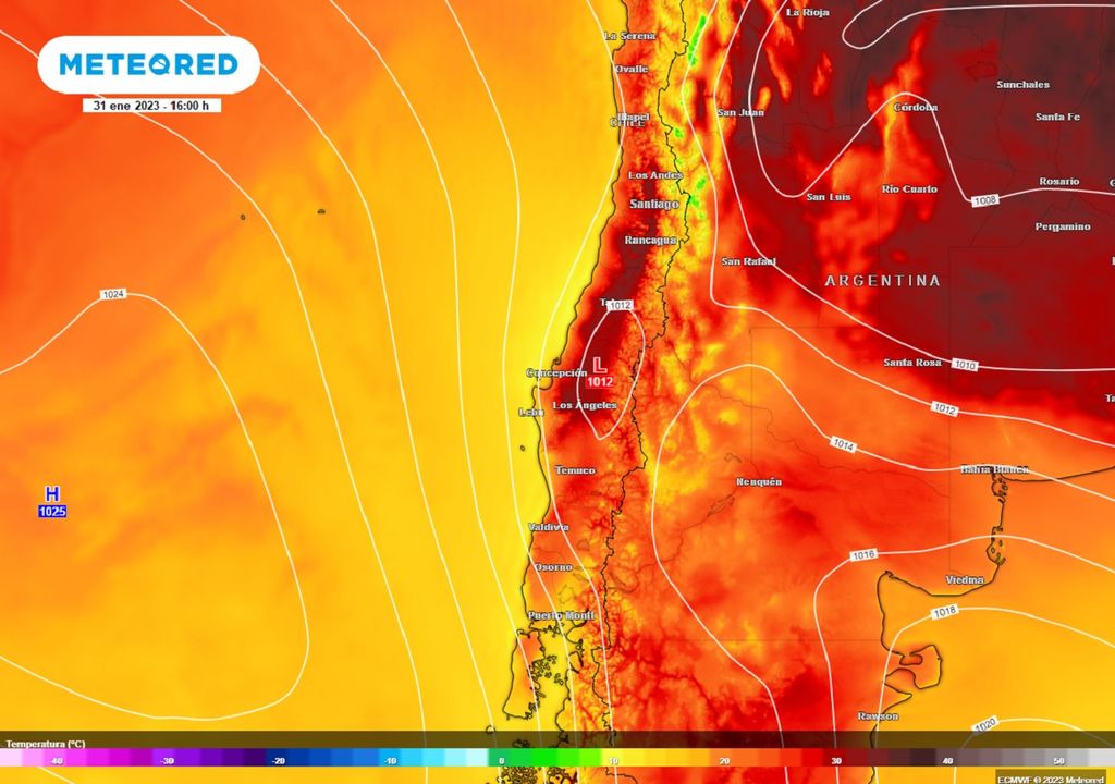 Temperatura prevista; modelo ECMWF Temperatura prevista; modelo ECMWF
