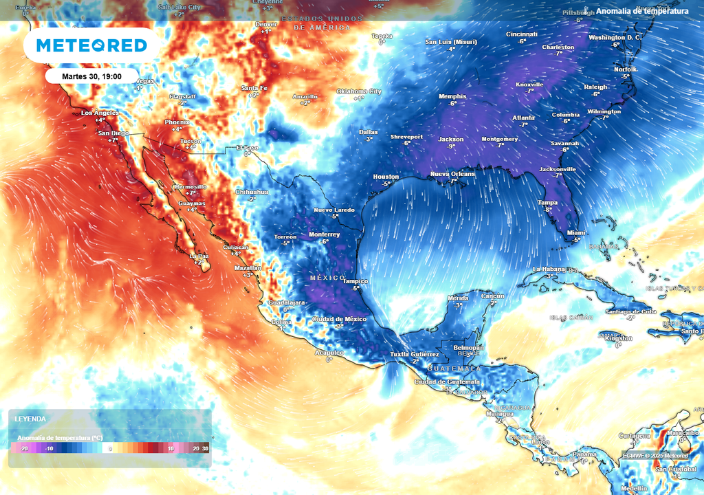 Anomalía de temperaturas en grados Celsius Anomalía de temperaturas en grados Celsius