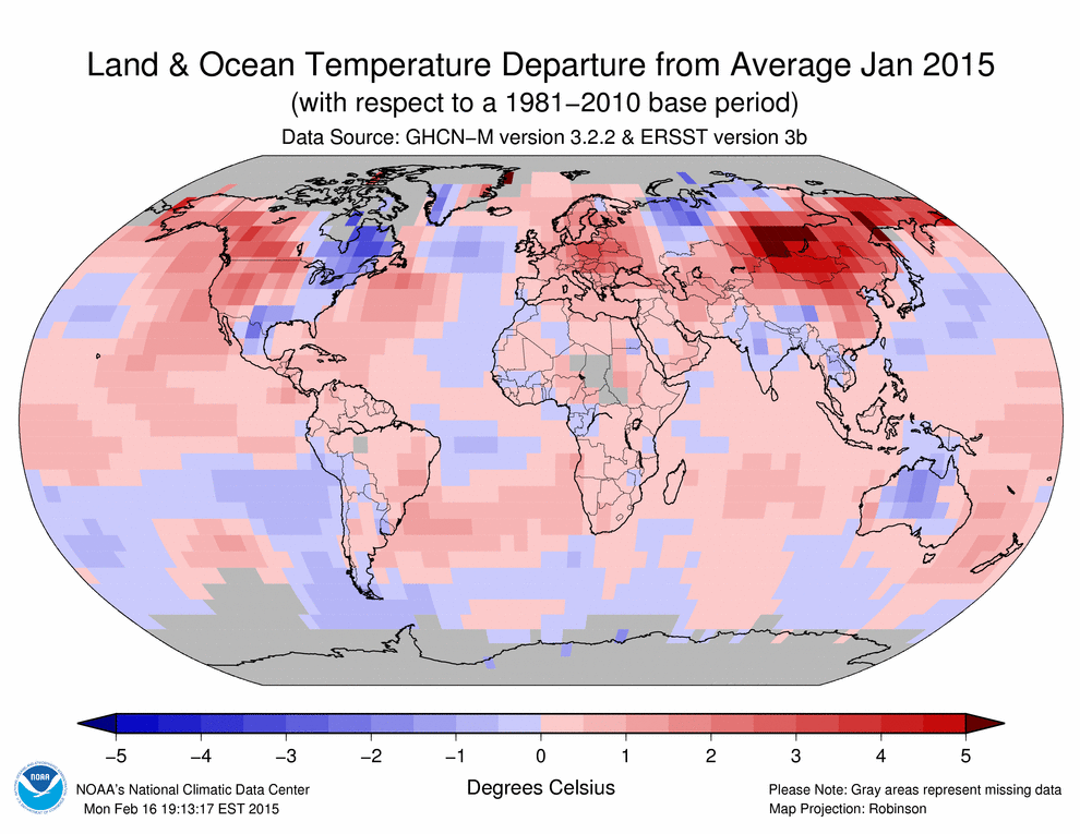 Enero de 2015 segundo más caluroso en los registros