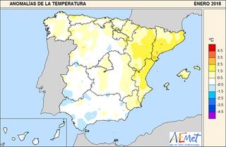 Enero de 2018 en España: cálido y húmedo