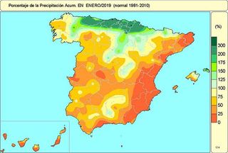 Enero de 2019 en España: normal en temperaturas y precipitaciones