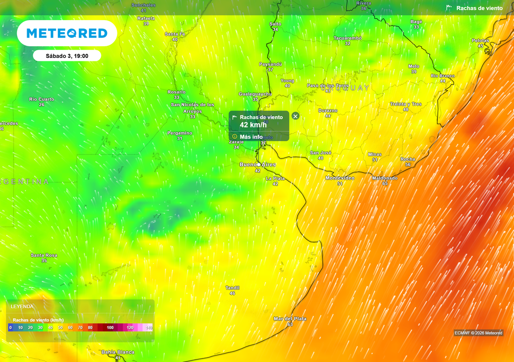 Ráfagas de viento Sábado 3 de diciembre a las 19 h.