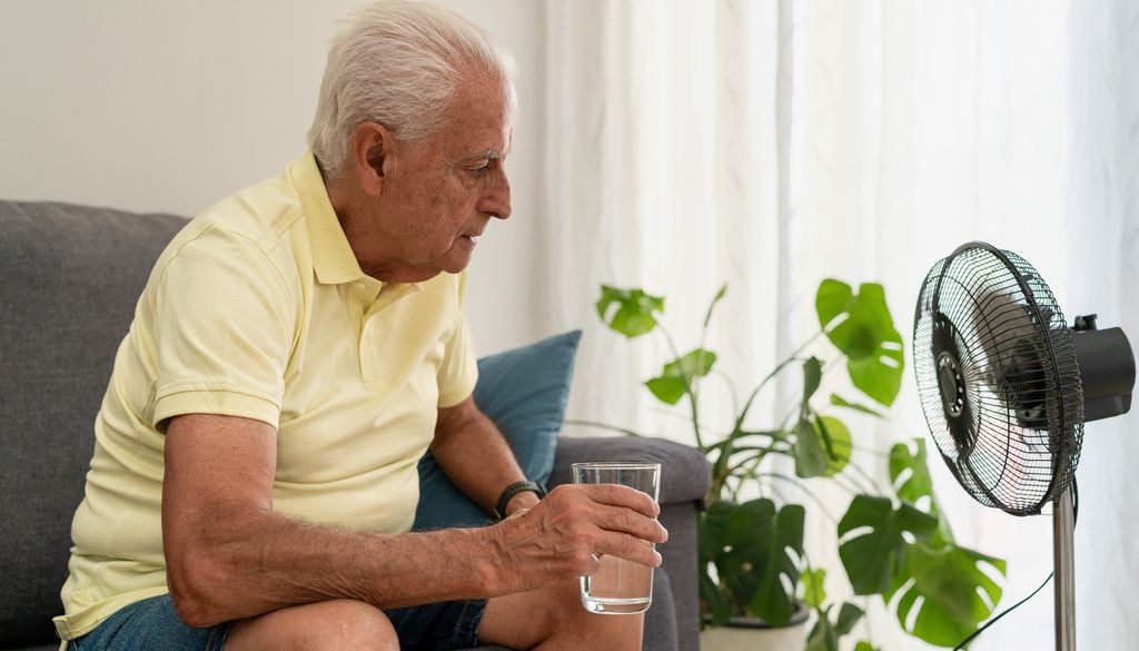Personnes âgées vieux canicule chaleur eau été ventilateur France Les personnes âgées, les enfants et les femmes enceintes font partis des populations les plus fragiles face à la canicule.