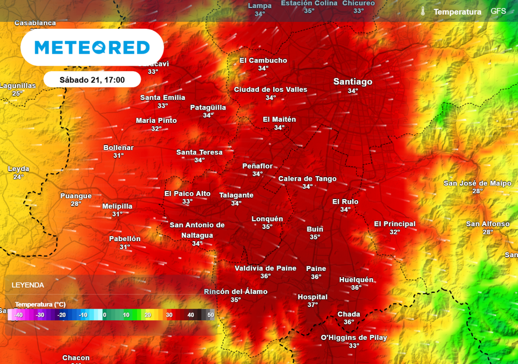 Así volverían las temperaturas este fin de semana: hasta 37 °C en localidades de la Región Metropolitana.