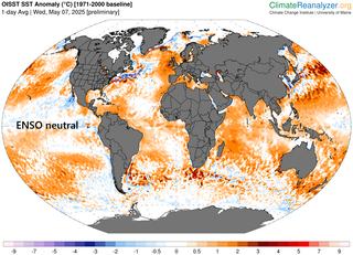Estatus del sistema de alerta del ENSO a fecha de 8 de mayo de 2025: inactivo, según los expertos de la NOAA