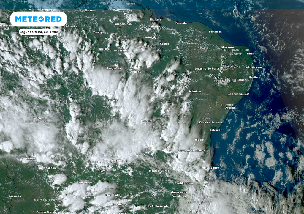 Imagem de satélite capturada nesta segunda-feira durante a tarde. Imagem de satélite capturada nesta segunda-feira durante a tarde.