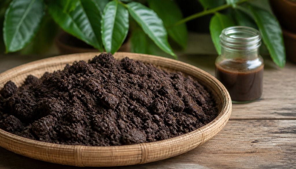 Borra de café, resíduo abundante com potencial para o desenvolvimento de alternativas sustentáveis no manejo agrícola.
