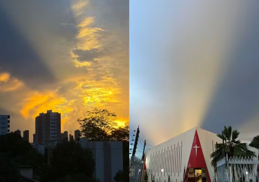 Fenômeno crepuscular em Teresina (PI) — Foto: Reprodução/ Cláudia Brandão e Raphael Victor