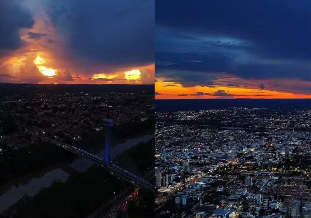 Imagens dos 'três sóis' no céu de Teresina (PI) — Foto: Reprodução/ Afonso Celso/Redes Sociais