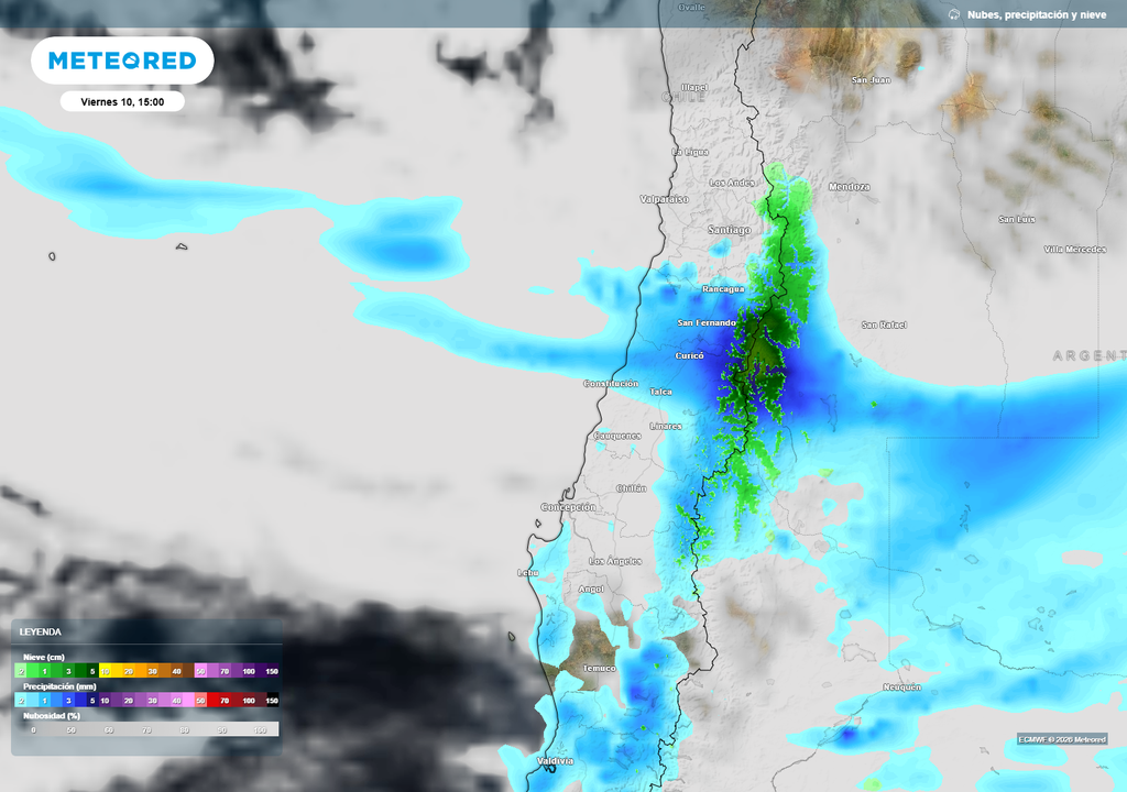 Sistema frontal previsto Un segundo pulso de vapor, menos intenso que el del comienzo de semana, llegará para acompañar las lluvias que abrirán el fin de semana en el centro del país.