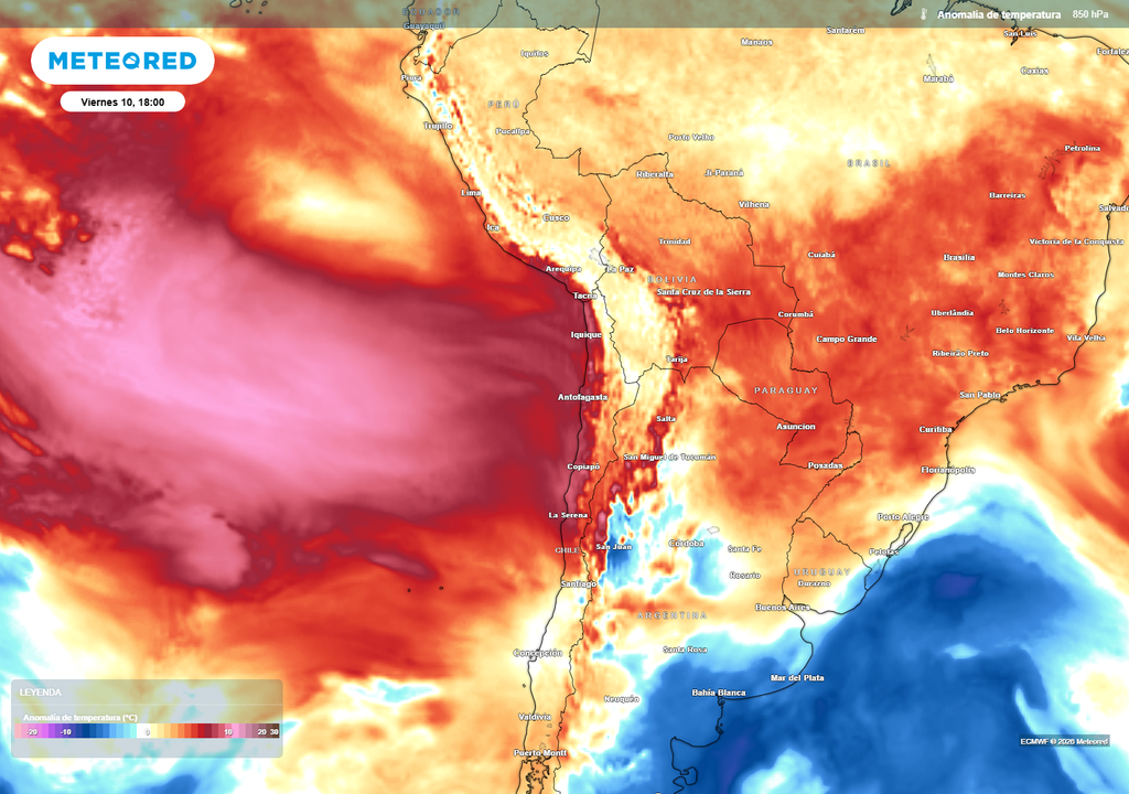 anomalía de temperaturas La masa de aire cálido persistirá durante toda la semana en sectores del norte, elevando las máximas a valores veraniegos.