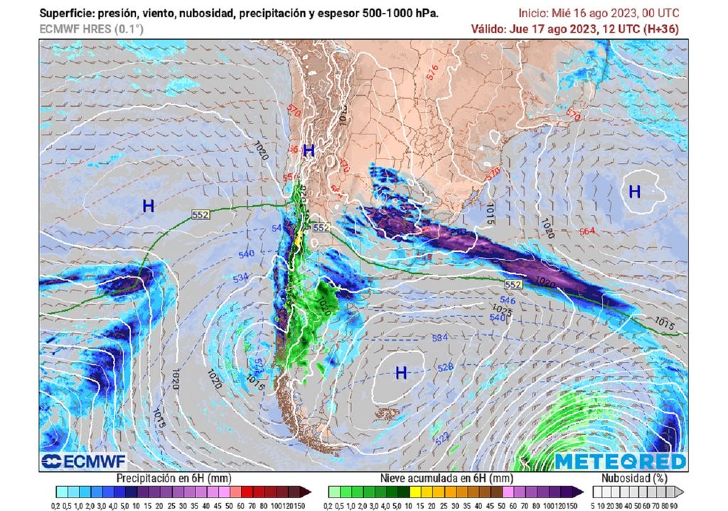 presión y precipitaciones previstas según el modelo del ECMWF presión y precipitaciones previstas según el modelo del ECMWF