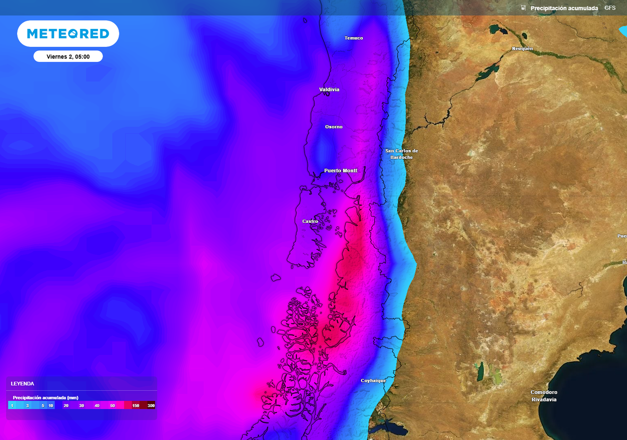 Temporal traerá entre 50 y 100 mm de lluvia al sur de Chile
