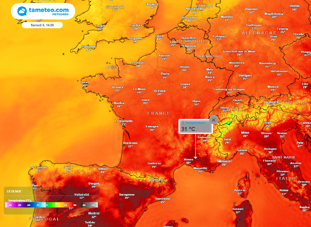 Avant l'arrivée de potentiels orages samedi, la chaleur sera localement forte.