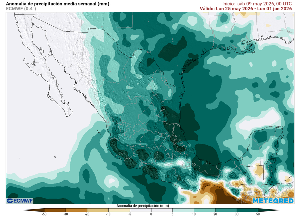 Anomalía de precipitaciones a finales de mayo Las lluvias se incrementarán conforme pase esta segunda quincena en gran parte de México con posibles tormentas, granizadas y viento.
