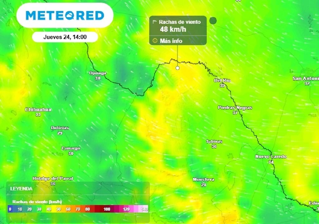 Las rachas de viento oscilarán alrededor los 50 km/h en el Norte de Coahuila. Las rachas de viento oscilarán alrededor los 50 km/h en el Norte de Coahuila.