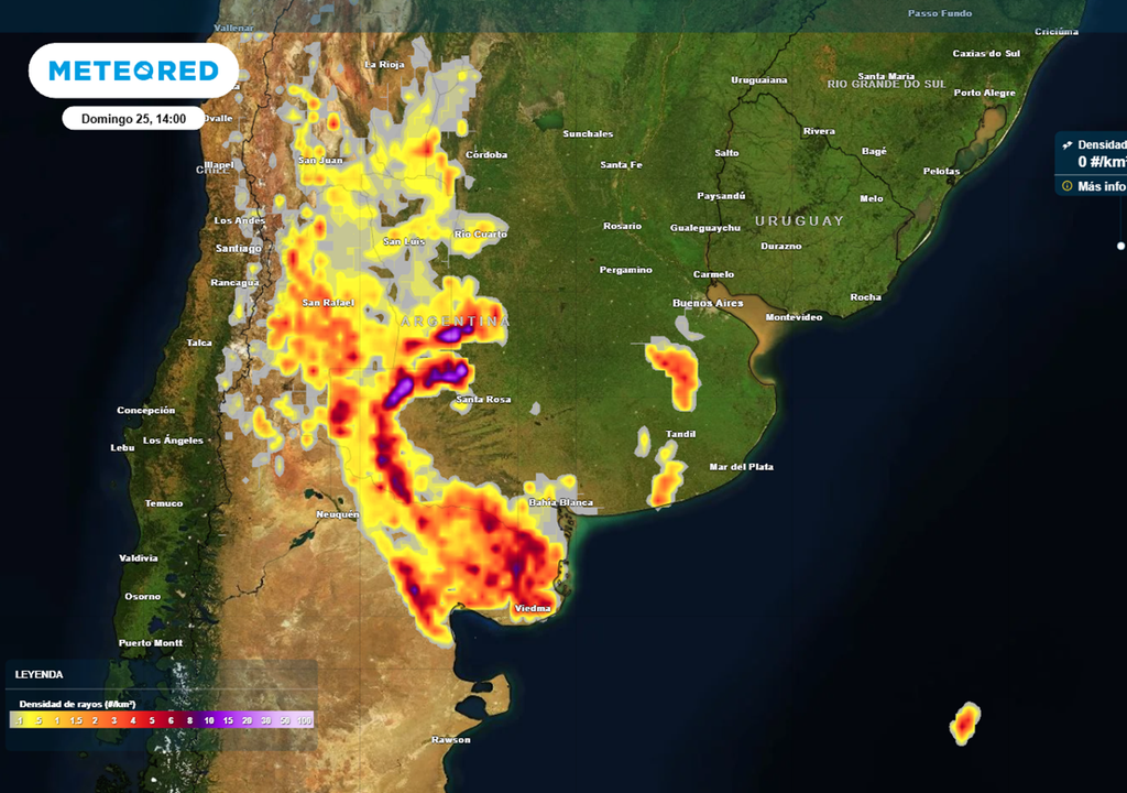 El SMN emitió una alerta temprana naranja para: San Juan, Mendoza, La Pampa, sur de San Luis y el sudoeste bonaerense.