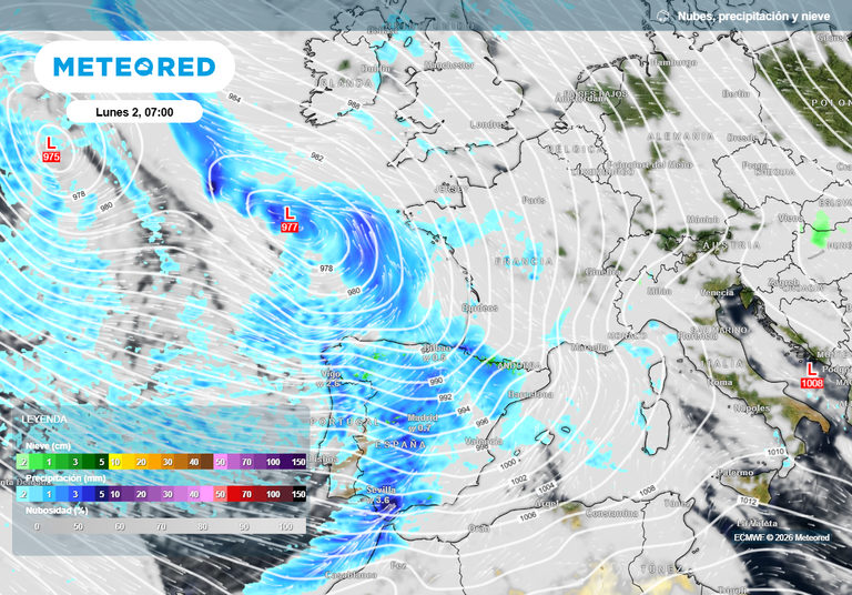 Entre el domingo y el lunes llegar&aacute; la pr&oacute;xima borrasca con lluvias cuantiosas y generales