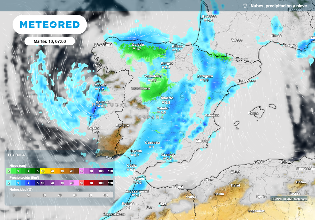 Las nevadas podrían ser importantes y en cotas bajas en torno al núcleo de la dana.