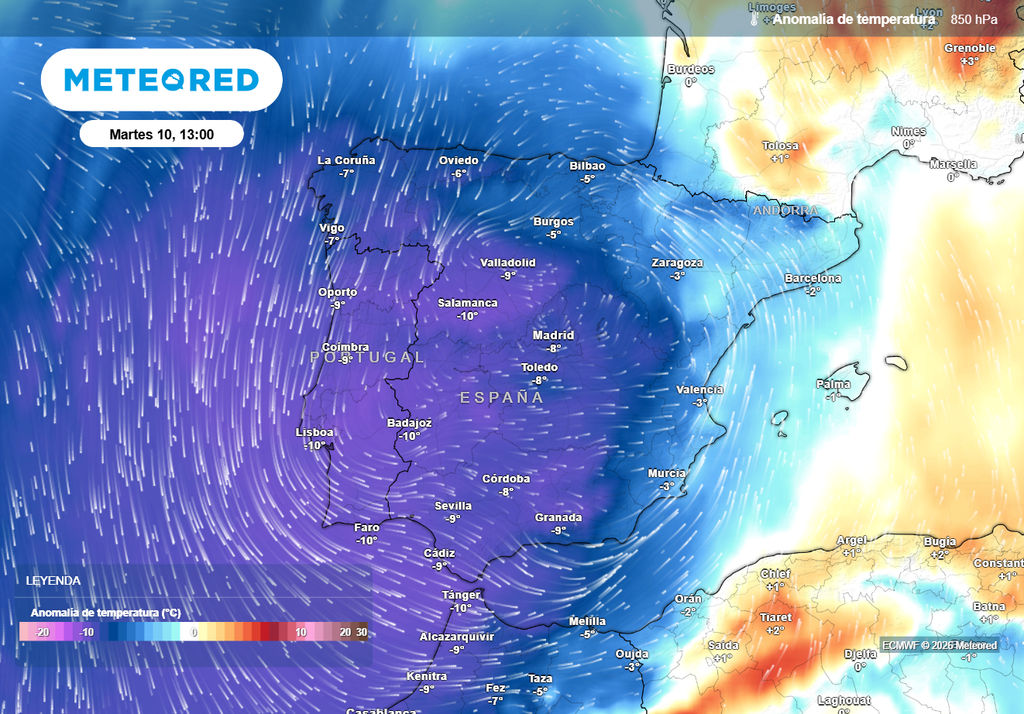 Una masa de aire bastante fría asociada a la depresión en altura afectará a España, devolviendo el ambiente invernal.