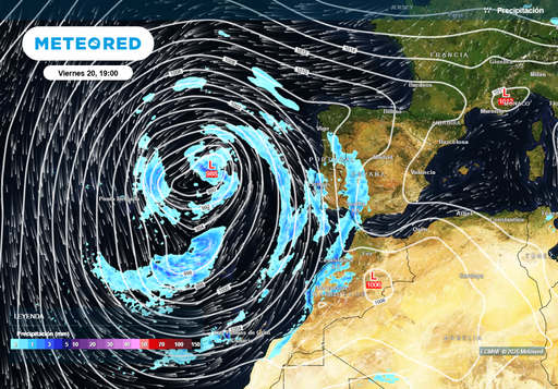 Entre el mi&eacute;rcoles y el domingo una borrasca dejar&aacute; lluvias, tormentas y nieve en estas zonas de Espa&ntilde;a