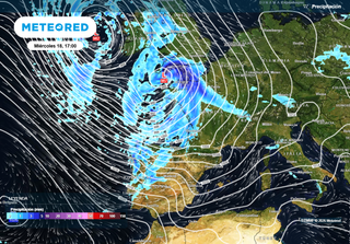 Entre el mi&eacute;rcoles y el jueves una borrasca dejar&aacute; lluvias, nieve y vientos fuertes en estas zonas de Espa&ntilde;a