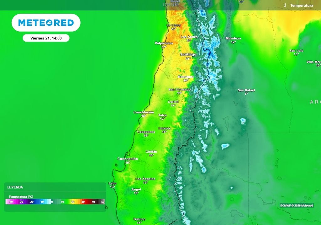 Las temperaturas más altas se concentrarán en el centro norte, mientras que el centro sur se mantendrá más templado.